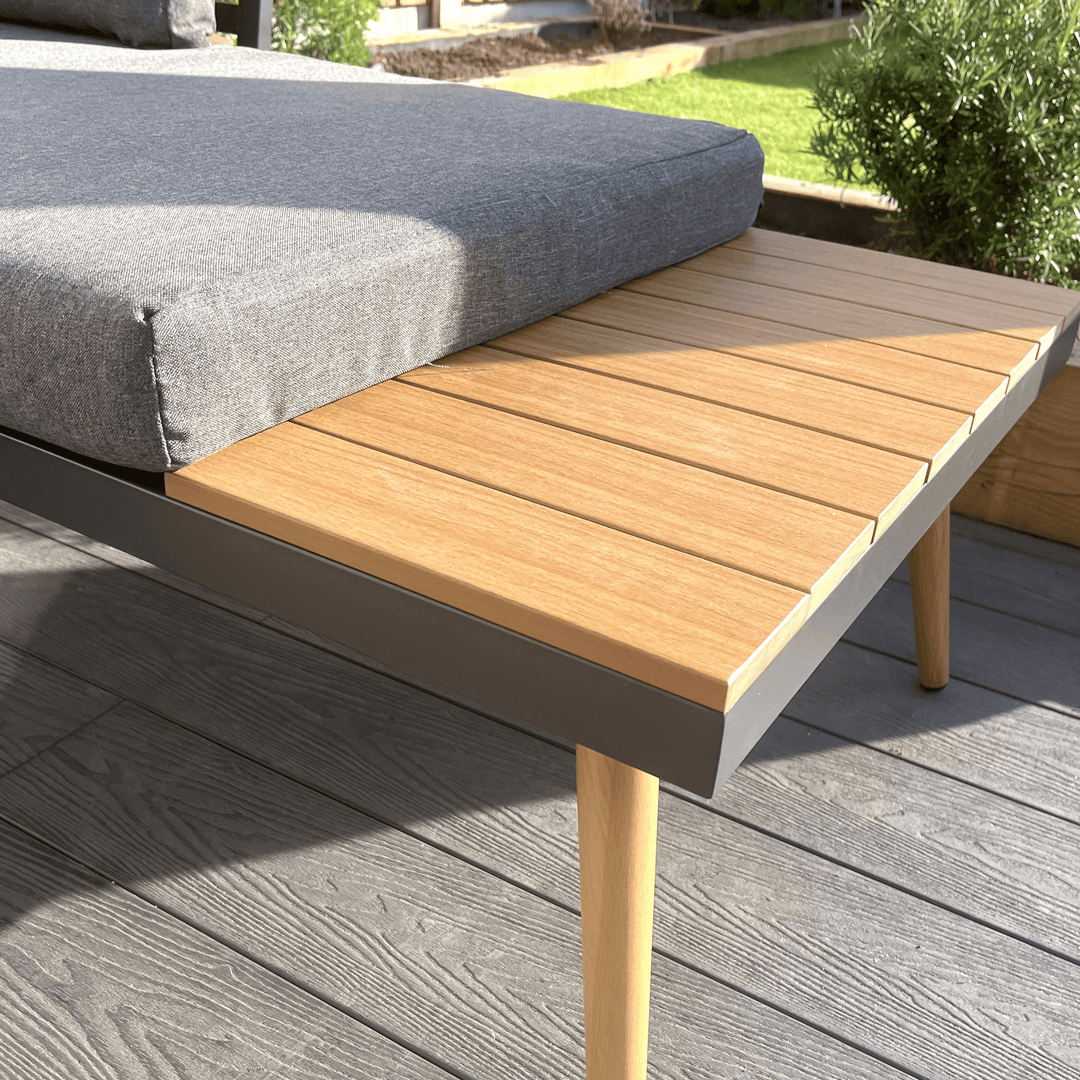 Belmont Metal and Contemporary Poly-Wood Sectional Corner Garden Set
