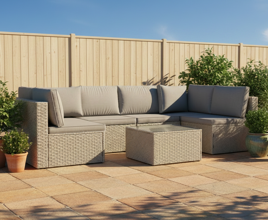 Outsunny Seven-Piece Modular Rattan Set - Grey