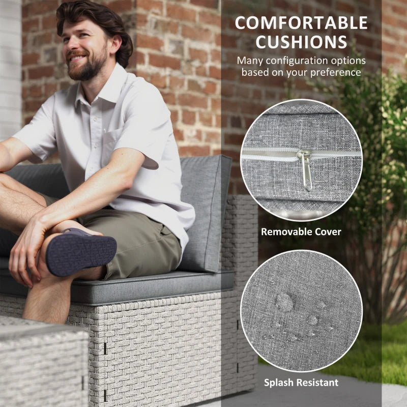 Outsunny Seven-Piece Modular Rattan Set - Grey