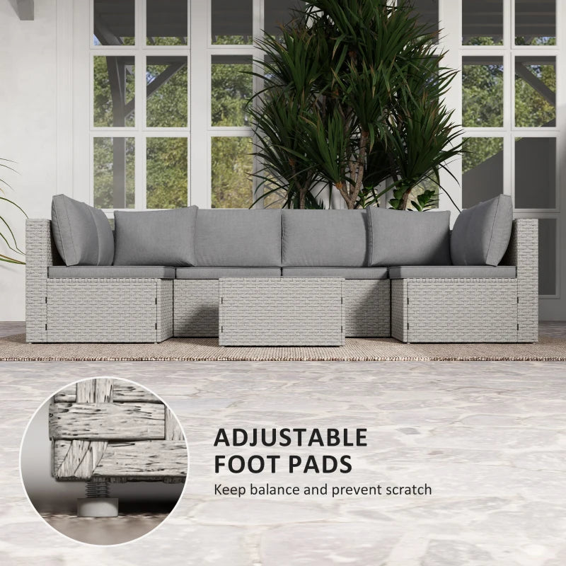 Outsunny Seven-Piece Modular Rattan Set - Grey