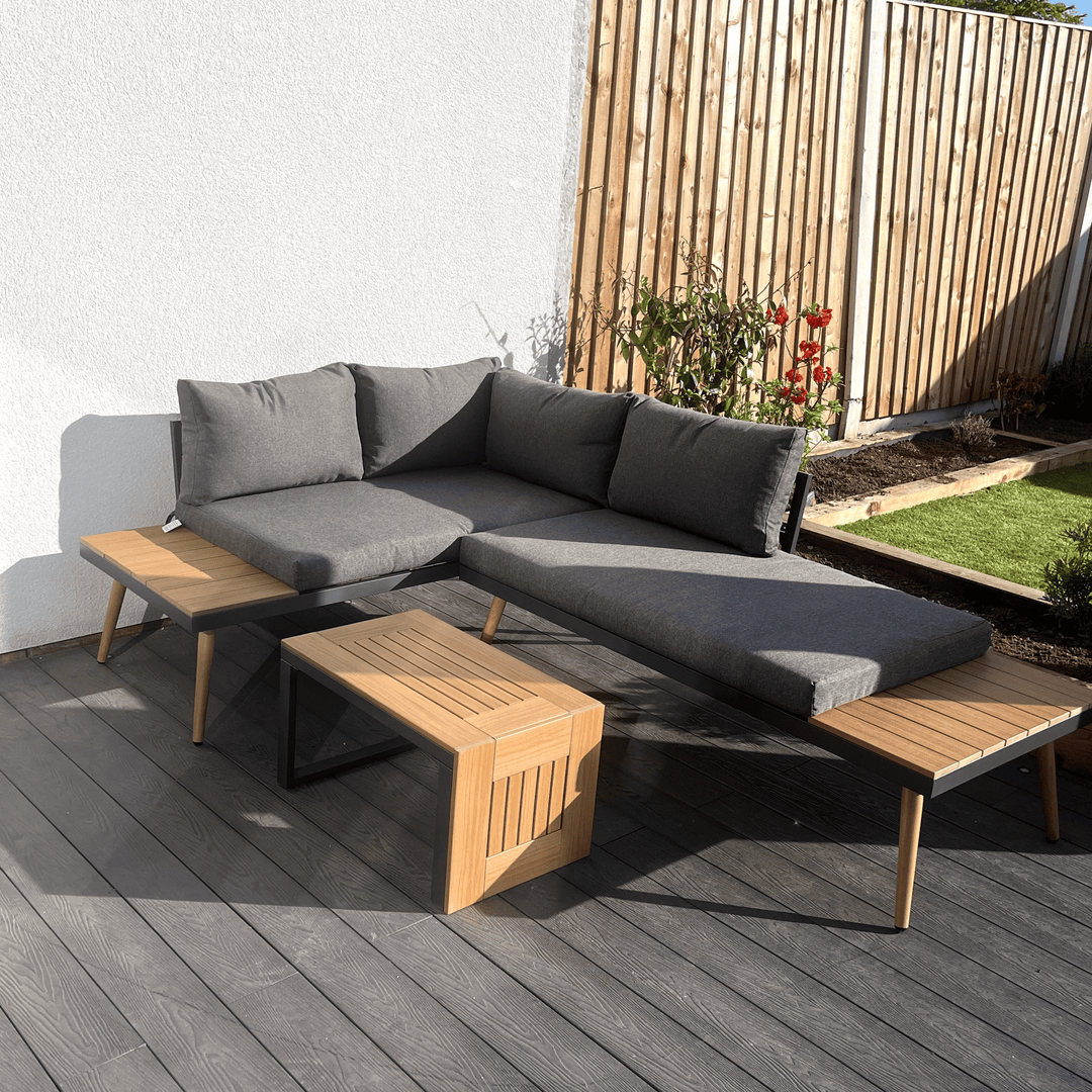 Belmont Metal and Contemporary Poly-Wood Sectional Corner Garden Set