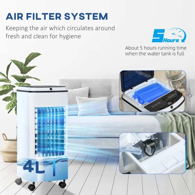 HOMCOM 3-in-1 Evaporative Air Cooler with 4L Water Tank, Portable Fan Cooler with Automatic Oscillation, Timer, Remote, White
Shipped by Aosom UK