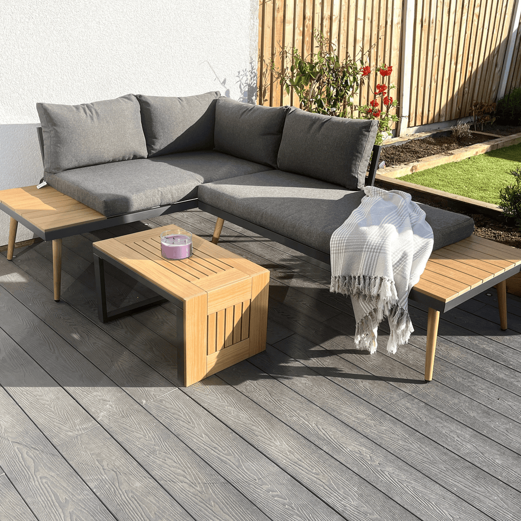 Belmont Metal and Contemporary Poly-Wood Sectional Corner Garden Set