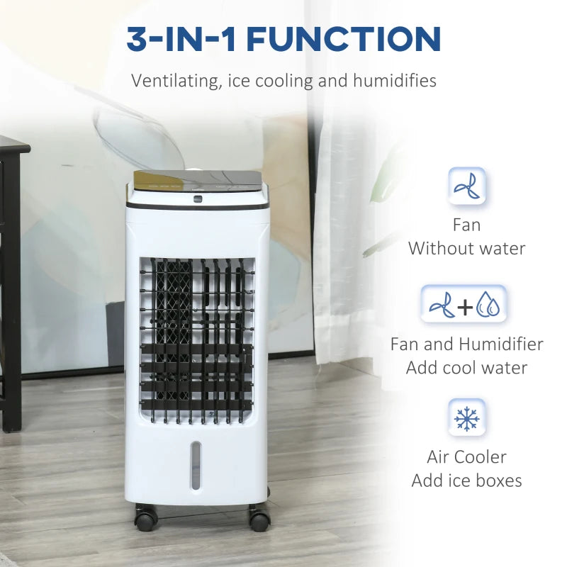 HOMCOM 3-in-1 Evaporative Air Cooler with 4L Water Tank, Portable Fan Cooler with Automatic Oscillation, Timer, Remote, White
Shipped by Aosom UK