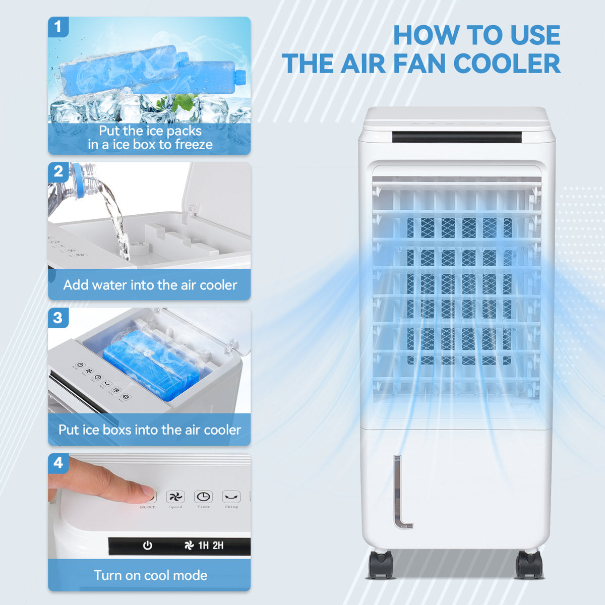 7L Air Cooler Fan 3 In 1 Portable Cooling Fan Conditioner Humidifier Remote Control