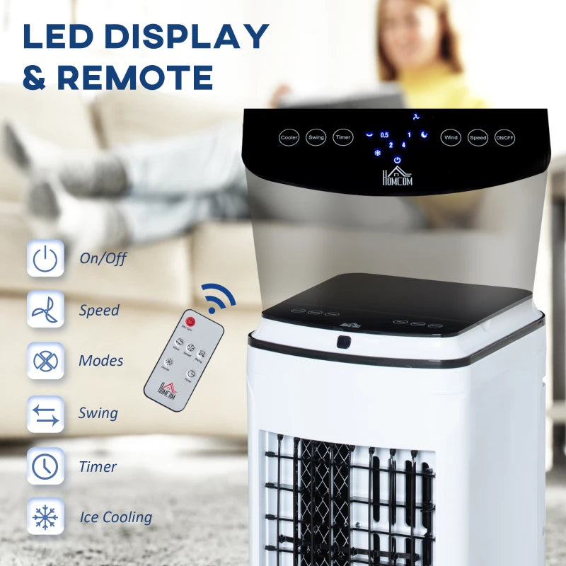 HOMCOM 3-in-1 Evaporative Air Cooler with 4L Water Tank, Portable Fan Cooler with Automatic Oscillation, Timer, Remote, White
Shipped by Aosom UK