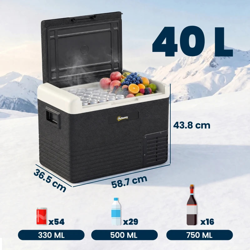 Outsunny 40L Portable Car Refrigerator - Grey and Black