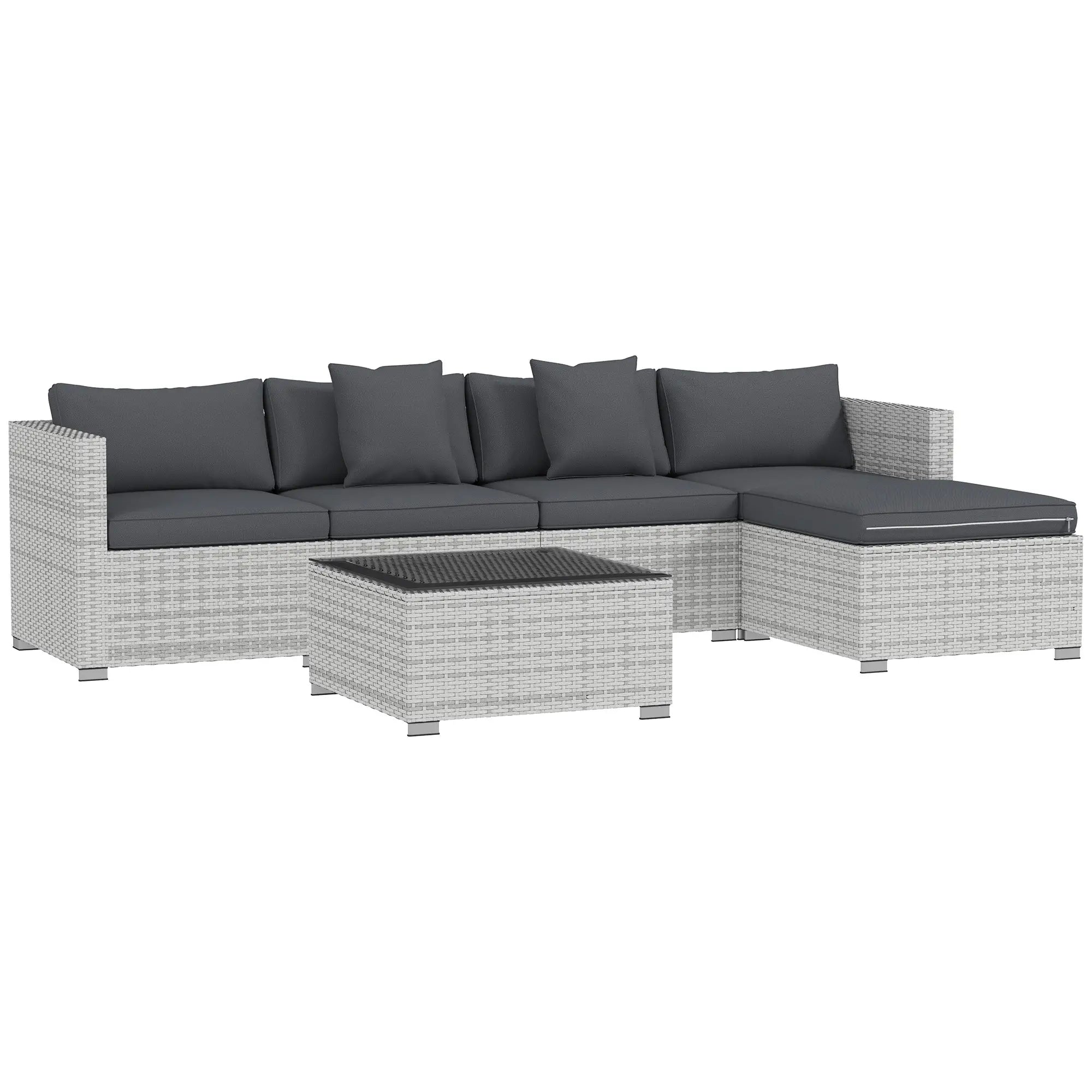 Oaklane 6-Piece Rattan Corner Sofa Set – Fully Customisable Outdoor Lounge - mixed grey