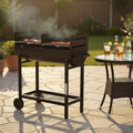 Outsunny Steel 2-Grill Charcoal BBQ w/ Wheels Black
