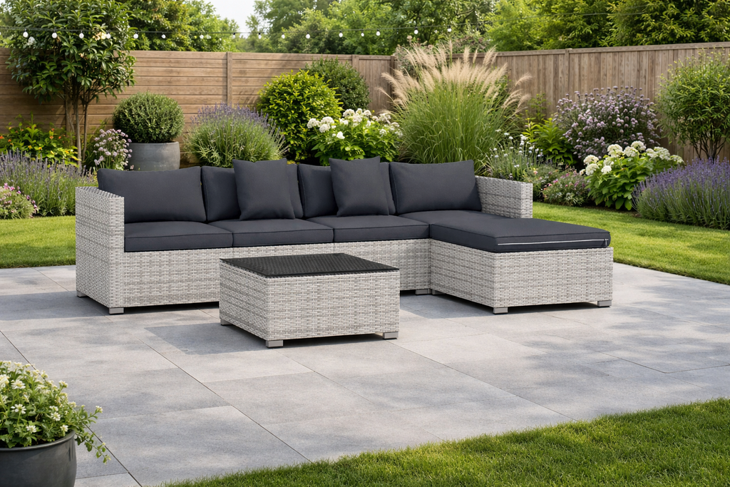 Oaklane 6-Piece Rattan Corner Sofa Set – Fully Customisable Outdoor Lounge - mixed grey