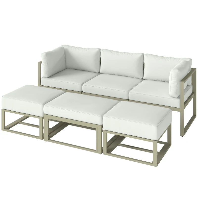 Garden Daybed, 6 Piece Outdoor Sectional Sofa Set, Aluminium Patio Conversation Furniture Set with Coffee Table