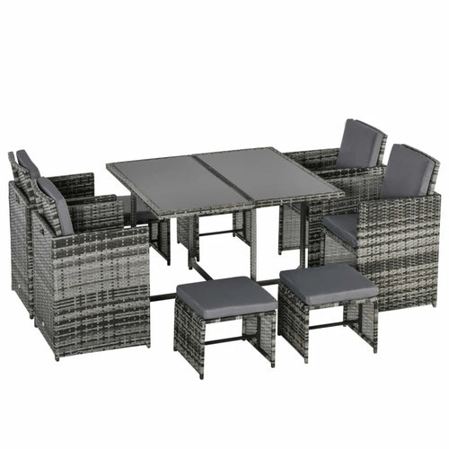 8-Seater Rattan Furniture Set Wicker Weave Patio Dining Table