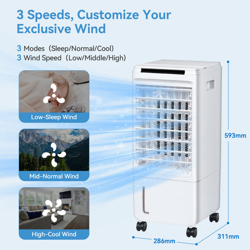 7L Air Cooler Fan 3 In 1 Portable Cooling Fan Conditioner Humidifier Remote Control