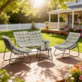 Outsunny 4 Seater Garden Furniture Set, Conversation Set with Loveseat Sofa, Chairs, Glass Coffee Table, Thick Cushions, Light Grey