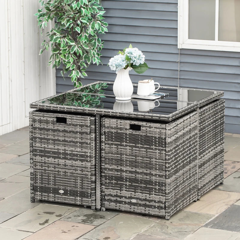 8-Seater Rattan Furniture Set Wicker Weave Patio Dining Table