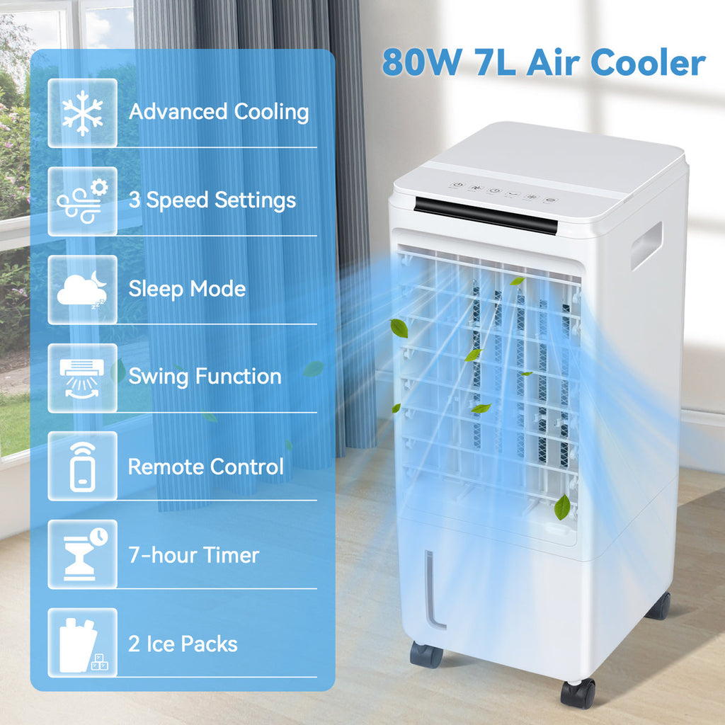 7L Air Cooler Fan 3 In 1 Portable Cooling Fan Conditioner Humidifier Remote Control